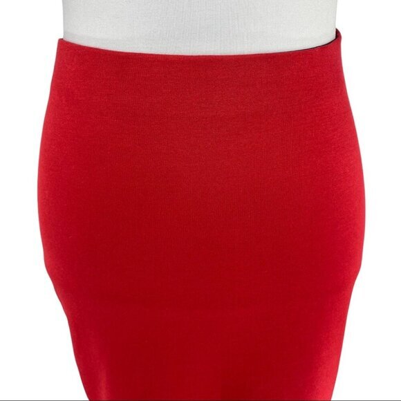 Casual Corner by Green Envelope Women's NWT Red Knit Stretch Career Skirt‎ S/W27 - Picture 3 of 9